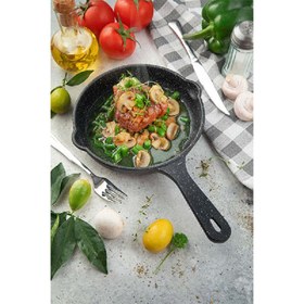 تصویر تابه چدن تک دسته نالینو مدل Unica سایز 14 کد 0122 Nalino single handle cast iron pan, Unica model, size 14