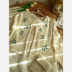 تصویر ست دو تکه بافت گلدوزی 