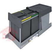 تصویر سطل زباله دو مخزنه 40 لیتری درب بازشو مدل 3655 پلاتین 