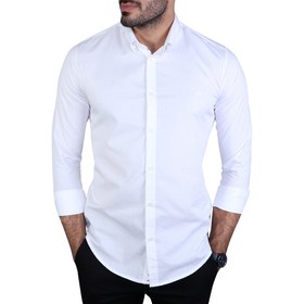 تصویر پیراهن مردانه آستین بلند سفید 
