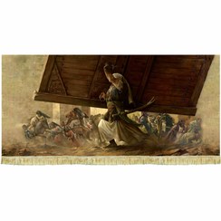 تصویر کتیبه مخمل نقاشی فاتح خیبر امیرالمومنین (ع) پرچم فاتح خیبر