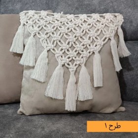 تصویر کوسن مکرومه دست‌باف کوسن مکرومه