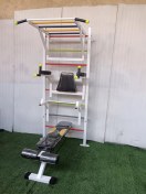 تصویر بارفیکس پارالل شکم خلبانی متحرک مینی جیم + نردبان سوئدی ویژه معلولان 