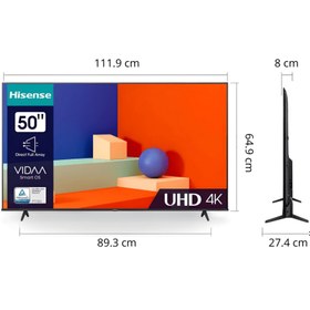 تصویر تلویز‌یون ۵۰ اینچ هایسنس مدلA62KS دوگیرنده فورکی اسمارت Hisense 50A62KS 4k smart tv LED TV