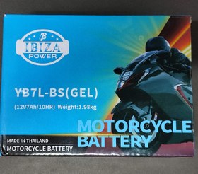 تصویر باطری موتورسیکلت 7 آمپر کوتاه ابیزا پاور تایلند ۲۰۲۴ ژل خشک Battery motorcycle 7 am s