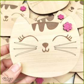 تصویر آینه چوبی فانتزی سیلقا طرح گربه Wooden mirror cat design