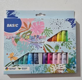 تصویر رنگ اکریلیک پاستلی بیسیک 24 رنگ BASIC 6 میل