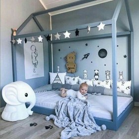 تصویر کلبه تخت کودک شيک لاکچري فقط رنگ سفيد موجود است 