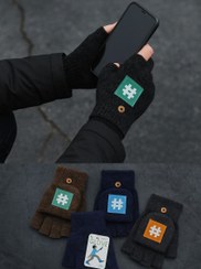 تصویر دستکش پشمی خارجی مردانه نیم انگشت 