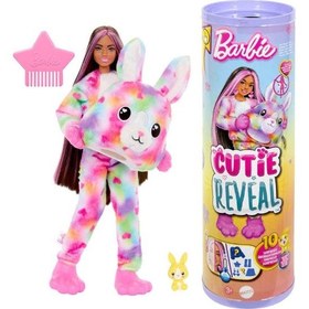 تصویر عروسک باربی کاتی رنگی با خرگوش و 10 سورپرایز برند barbie Barbie Cutie Color Reveal Bunny Doll with 10 Surprises