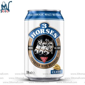 تصویر آبجو بدون الکل سه اسب 330 میلی لیتر 3horses 