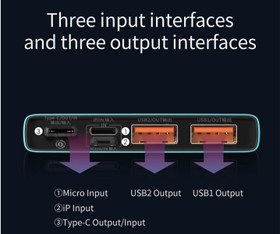 تصویر پاور بانک 22.5 وات باسئوس مدل  Adaman Metal Digital Display ظرفیت 10000 میلی آمپر ساعت Baseus Adaman Metal Digital Display 10000mAh Power Bank