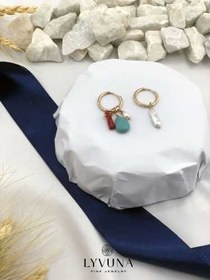 تصویر گوشواره گرد با آویز سنگی 