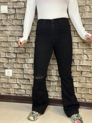 تصویر جین مشکی بوت کات زاپدار 