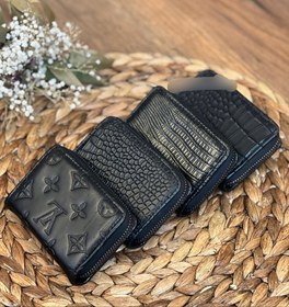 تصویر کیف کارت عابر مردانه و زنانه شطرنجی مشکی 