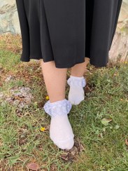 تصویر جوراب نخی زنانه گیپوردار سفید مجلسی 