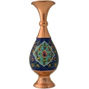 تصویر گلدان مس و پرداز ارتفاع 26 سانتی متر enamel and copper vase 26cm