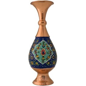 تصویر گلدان مس و پرداز ارتفاع 26 سانتی متر enamel and copper vase 26cm