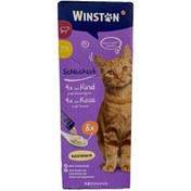 تصویر بستنی گربه وینستون طعم گوشت گاو و پنیر 8 عددی Winston, Cat, Schleckerli, Chicken and Fish, 4X2, 120g