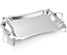 تصویر سینی مستطیل متوسط دالبر دسته نقره ای Wave ساده پایه دار ریور کد B7237 