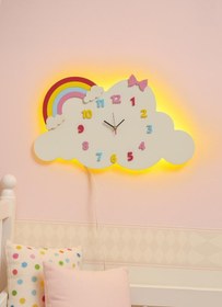 تصویر چراغ خواب کودک ابر ساعت دار چراغ خواب و شب خواب فانتزی پسرانه و دخترانه پرنسس