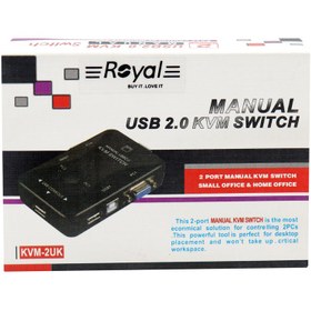 تصویر هاب سوئیچ 2 پورت VGA KVM رویال مدل KVM-2UK Royal KVM switch 2 ports model KVM-2UK