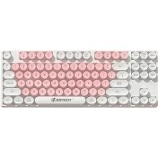 تصویر کیبورد سیم دار فانتزی جرتک مدل PUNK DK-600 - سفید صورتی 