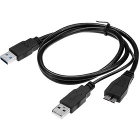 تصویر کابل هارد micro USB 3.0 با کابل شارژ USB 2.0 فرانت طول 20 سانتی متر مدل FN-U3CY02 ا Faranet Micro USB 3.0 A/M cable with USB 2.0 A/M Repeater / FN-U3CY02 Faranet Micro USB 3.0 A/M cable with USB 2.0 A/M Repeater / FN-U3CY02