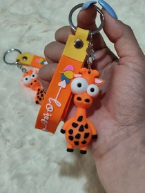 تصویر جاکلیدی و جاسوئیچی سیلیکونی مدل زرافه Giraffe model silicone keychain and keyring