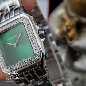 تصویر ساعت کارتیه پنتر نگیندار نقره ای صفحه سبز ا کارتیر ( Cartier ) کارتیر ( Cartier )