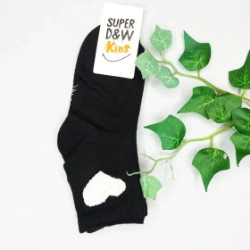 تصویر جوراب نیم ساق بچگانه دخترانه نخی طرح قلب 