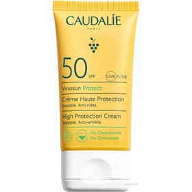 تصویر ضد آفتاب ضد چروک SPF 50 کدلی Caudalie Vinosun Protect Very High Protection Anti-Wrinkle Cream SPF 50+