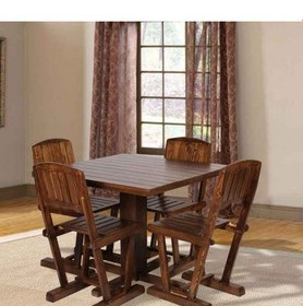تصویر ست میز و صندلی ناهار خوری چهار نفره چوبی طرح شبنم 