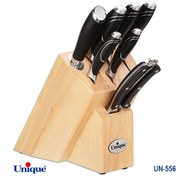 تصویر سرویس چاقوی آشپزخانه یونیک کد UN-5560 ۸ پارچه با پایه چوبی 