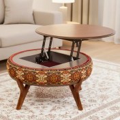 تصویر میز جلو مبلی نقش آکام چوب طرح ترکمن 