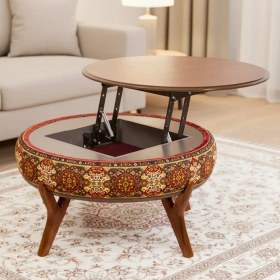 تصویر میز جلو مبلی نقش آکام چوب طرح ترکمن 