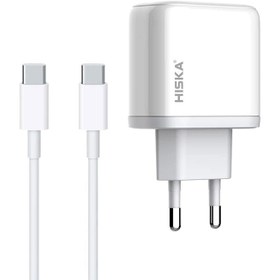 تصویر شارژر دیواری هیسکا مدل H-108 به همراه کابل تبدیل USB-C HISKA H-108 Car Charger