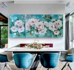 تصویر تابلو دکوراتیو گل برجسته مجموعه سه عددی Decorative floral relief painting, set of three