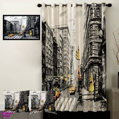 تصویر پرده رنس مدل S1-41119 به همراه تابلو و کوسن 