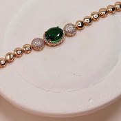 تصویر دستبند تک نگین سبز برند ژوپینگ کد 003007 