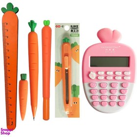 تصویر بسته لوازم تحریر طرح هویج تپلی مدل CALC. PINK مجموعه 6 عددی 