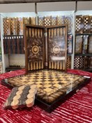 تصویر تخته نرد و شطرنج چوبی مدل ابرو بادی 