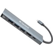 تصویر هاب 6 پورت Type C بیاند BA-415 با 3 پورت 3.0 USB و 1 پورت HDMI و LAN و قابلیت PD 