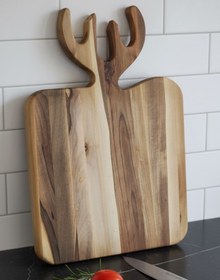 تصویر تخته گوشت چوبی مربع طرح گوزن Deer design square wooden meat board