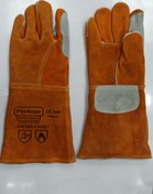 تصویر دستکش جوشکاری ساق بلند طرح آمریکایی درجه یک با نخ کولار 