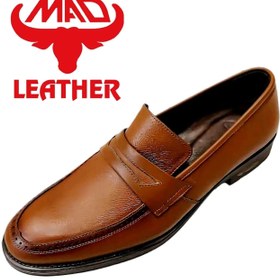 تصویر کفش مجلسی مردانه مدل ساعتی بدون بند عسلی - 4 Formal leather shoes