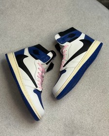 تصویر کتونی Air jordan x Travis آبی سفید Air jordan x Travis scott