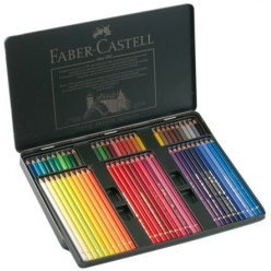 تصویر مداد رنگی پلی کروموس جعبه فلزی تخت 60 رنگ فابر کاستل Faber Castell 60 Colour Pencil Polychromos 