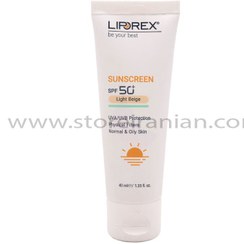 تصویر کرم ضد آفتاب بژ روشن پوست های معمولی و چرب لیپورکس SPF50 حجم 40 میلی لیتر Liporex Normal and Oily Skin Light Beige Sunscreen Cream SPF50 40ml