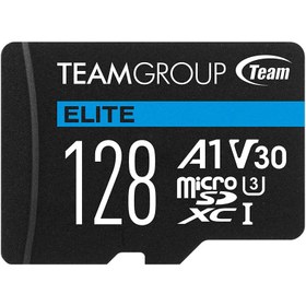 تصویر رم میکرو 128 گیگ تیم گروپ TeamGroup Elite A1 V30 U3 C10 90MB/s TeamGroup A1 V30 U3 C10 90MB/s MicroSDXC Memory Card